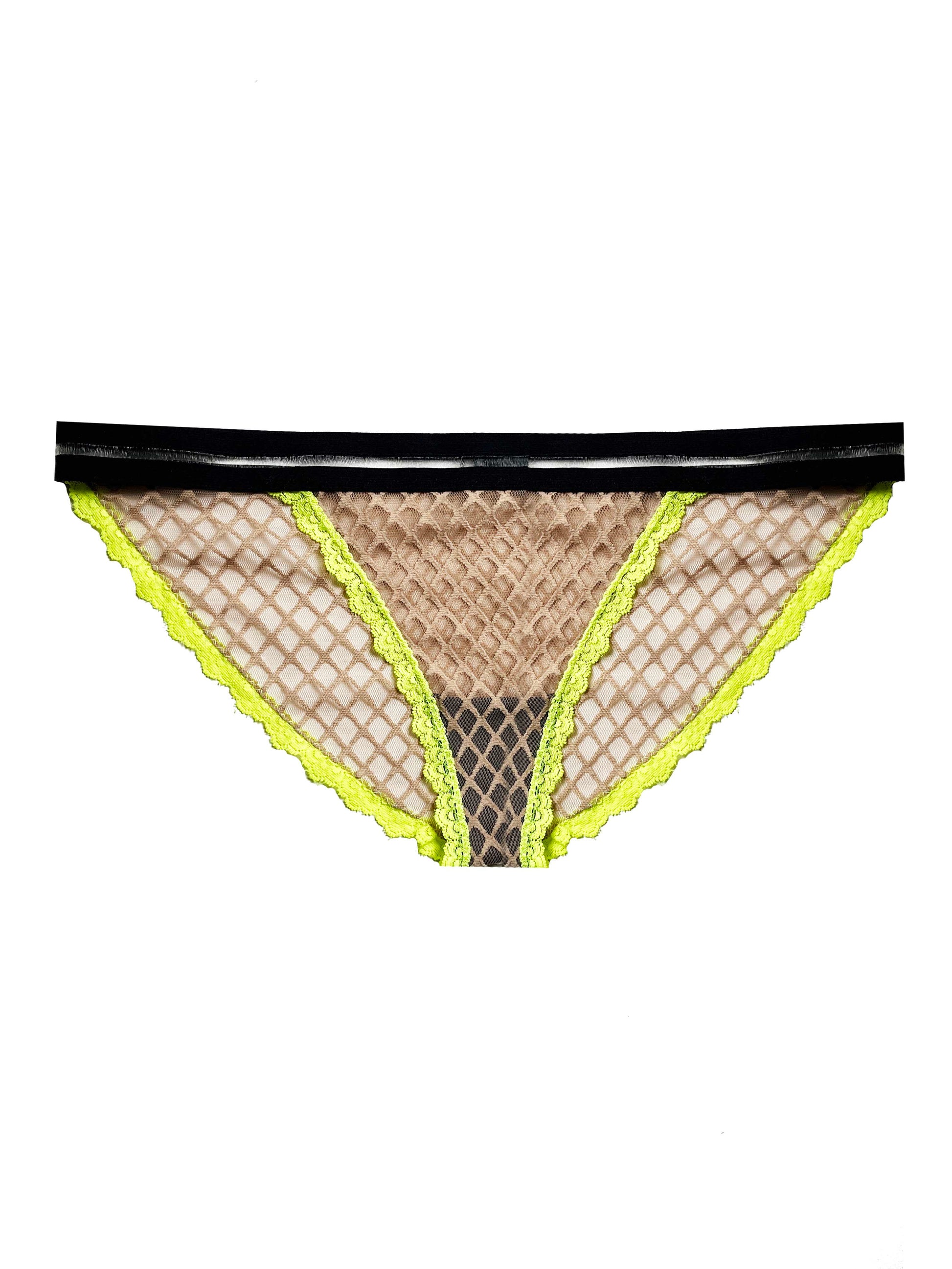 Natasha Beige Mesh Brief with Neon Trim